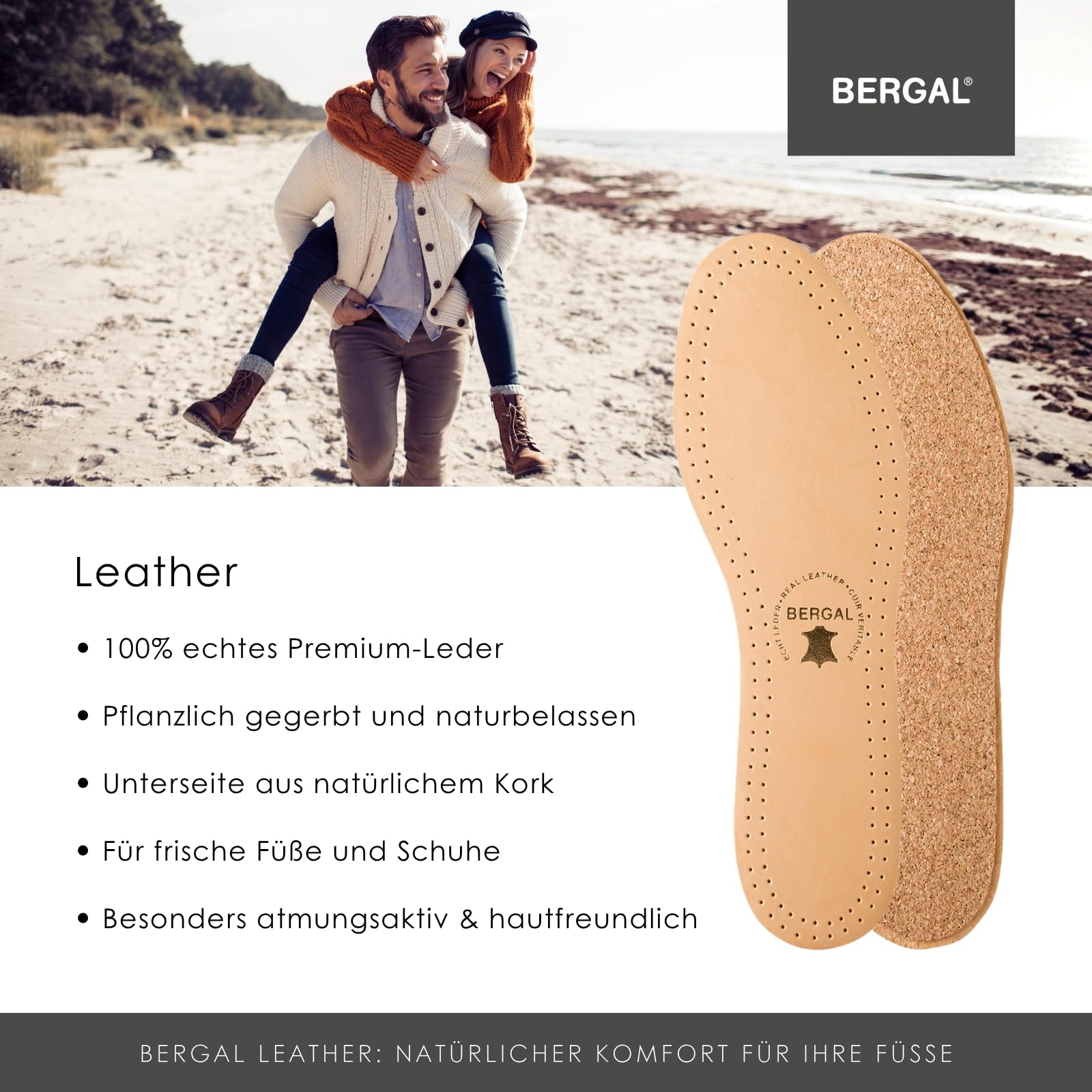 bergal-leather-leder-einlegesohlen-naturkork-1-paar-gr-45-atmungsaktiv image 2