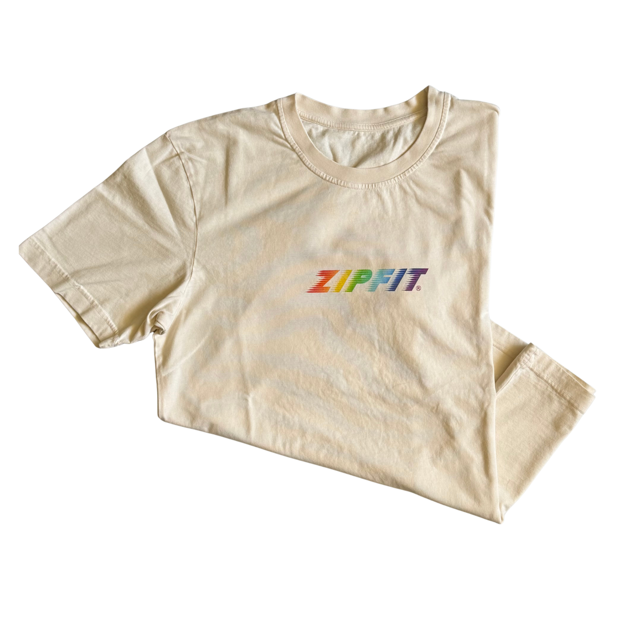 zipfit-cream-tee-off-white-t-shirt-mit-rainbow-logo-f-r-herren-und-damen image 2