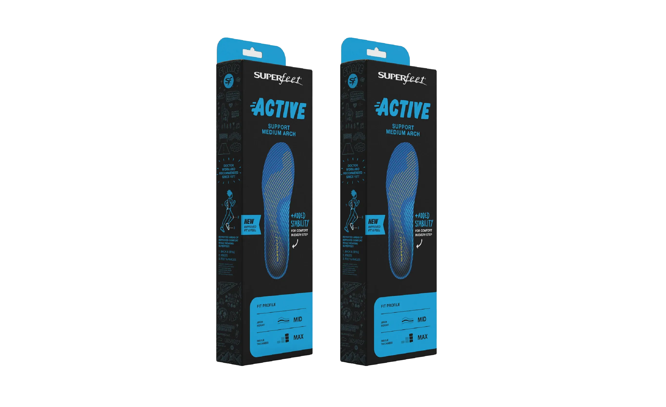 superfeet-active-support-medium-arch-einlegesohlen-2-pack image 1